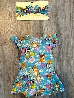Little Snuggles Bluey Happy Hounds Dress 6/12 set